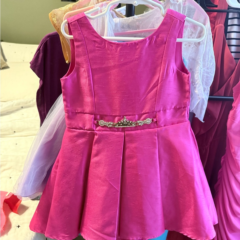 Pink Sleeveless Princess Dress with Embellished Waist (Aurora’s Crown)
